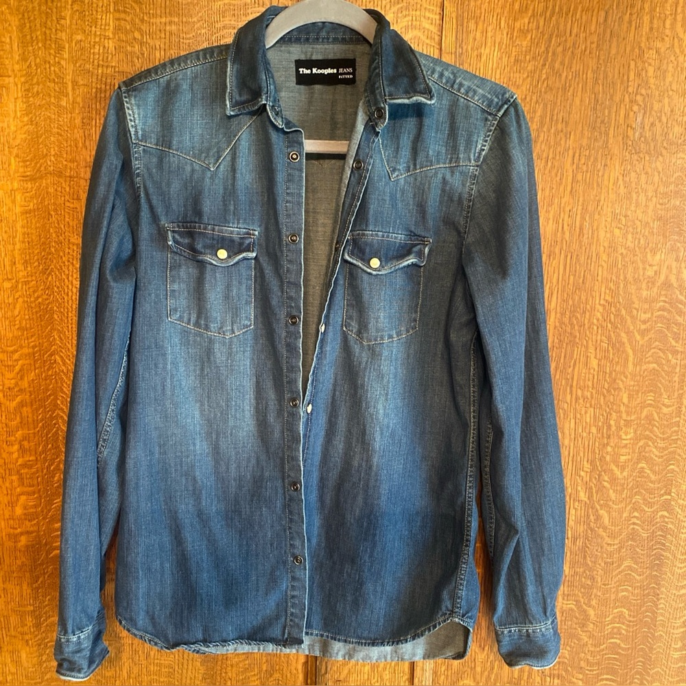 The Kooples Dark Blue Denim Shirt long sleeve button front Sz S